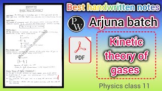 kinetic theory of gases notesphysics class 11th chapter 12 notesPW notes class 11th [upl. by Patterson725]