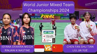 ISYANA S MEIDARINJANI K NASTINE INA VS CHEN FAN S TLIU JIA YUE CHN  WORLD JUNIOR CHAMPS 2024 [upl. by Ajed113]