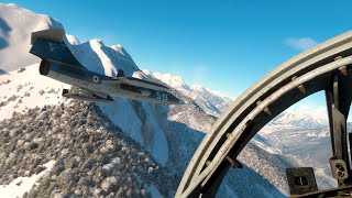 Flight of three F104G flying in the Italian Alps testing new Istrana LIPS Beta scenery WIP [upl. by Koral]