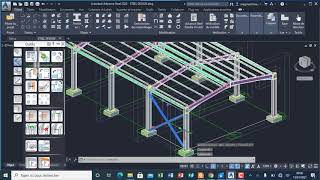 TUT0ADVANCE STEEL COMMENT PLACER LE CONTREVENTEMENTLES LISSES DE BARDAGE ET LES SEMELLES ISOLEES [upl. by Naashom]