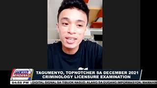 Tagumenyo Topnotcher sa December 2021 Criminology Licensure examination [upl. by Ardnoyek]