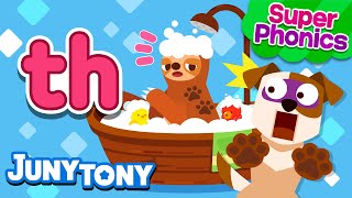 ⭐Super Phonics  th Song  🦥🛁 Sloth’s Bathtime  Phonics Song for Kids  JunyTony [upl. by Idleman34]