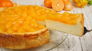 Mandarinen Käsekuchen ohne Boden  frischer amp saftiger Quarkkuchen  Mandarinenkuchen [upl. by Emawk]