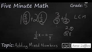 5th Grade Math Adding Mixed Numbers [upl. by Alliehs]