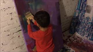 Acryl PaintingAbstract Art by 5 year old painter Mikail Akar Abstrakte Kunst  Acrylemalerei [upl. by Nimesh]