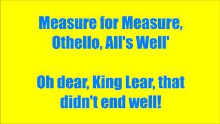 Horrible Histories  Shakespeare A List of Plays  lyrics HD [upl. by Ahseer]