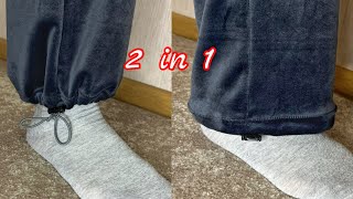 How to sew a drawstring at the bottom of trousers [upl. by Naynek]