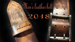 Making mens leather belt Bull leather full handmade [upl. by Jonati]