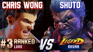 SF6 ▰ CHRIS WONG 3 Ranked Luke vs SHUTO Akuma ▰ High Level Gameplay [upl. by Yrollam]