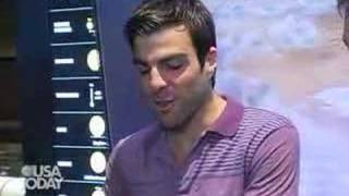 Celeb Watch Star Trek stars Zachary Quinto ampLeonard Nimoy [upl. by Llenrac589]