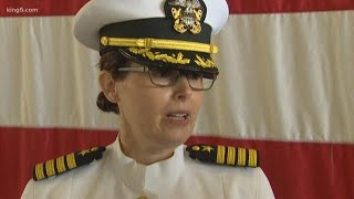 1st female captain takes command at Puget Sound Naval Shipyard [upl. by Ierbua991]