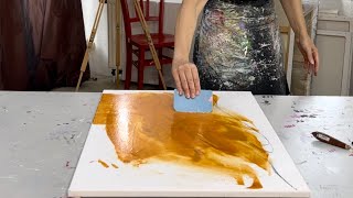 Easy Abstrakte Acryl Malerei Step by Step  Fliessen lassen nur Wasser  große Leinwand [upl. by Hoover12]