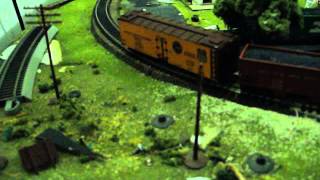 Mantua 040 1950s version HO locomotive with heavy train [upl. by Crosley]