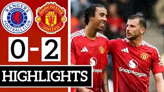 Rangers Vs Man United 02 Highlights  Leny Yoro Debut  Amad Diallo Goal  PreSeason 2024 [upl. by Davina]