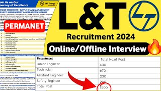 LampT Recruitment 2024  CTC 68LPA L and T Job Vacancy 2024  L ampT Jobs 2024  Private Company Jobs [upl. by Hnamik]