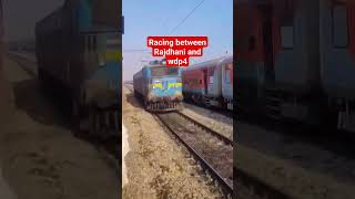 racing between Rajdhani and wdp4follower hailights railway trending train relaxing [upl. by Aminta]