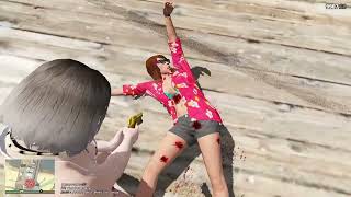 GTA V Ryona  UnPeaceful Day At The Beach  Euphoria Physics [upl. by Grobe]