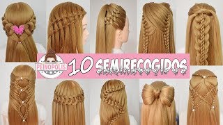 10 SEMIRECOGIDOS  Peinados Faciles y Rapidos con Trenzas para toda ocasion [upl. by Arteid]