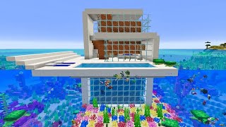 MODERNES WASSER HAUS BAU CHALLENGE in Minecraft [upl. by Nnylirak]