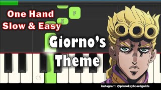 Giornos Theme One Hand Slow Easy Piano Tutorial [upl. by Akela]