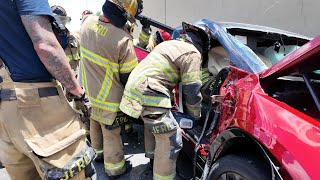 Jacksonville Fire Rescue Department has 10 vehicle accident with 2 separate extrications [upl. by Dlanger]