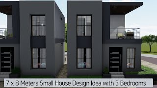 7 x 8 Meters Small House Design Idea with 3 Bedrooms [upl. by Eibmab120]