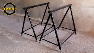 DIY Steel Sawhorse With Leveling Glides [upl. by Nyrhtakyram390]