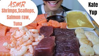 HUGE ASMR  SALMON RAW SCALLOPS SHRIMPS amp TUNA  DELICIOUS [upl. by Hanselka]