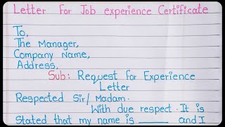 Request letter for experience certificate  How to write application for experience certificate [upl. by Atinomar]