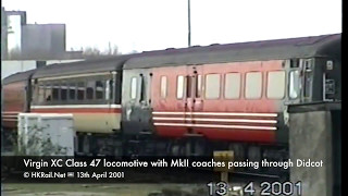 010413 UK  Virgin XC Class 47 locomotive with MkII coaches passing through Didcot [upl. by Torrie]