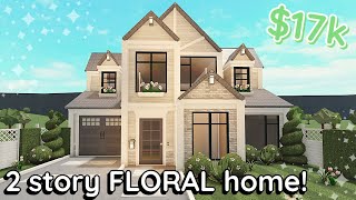 17k Floral Soft Bloxburg House Build 2 Story Exterior Tutorial [upl. by Trinia514]