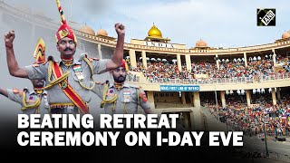 Beating retreat ceremony at AttariWagah border on eve of Independence Day 2023 [upl. by Currie]