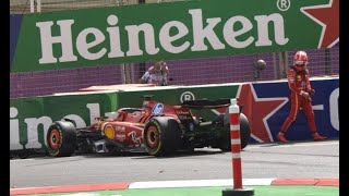 Charles Leclerc slams Ferrari into wall as Azerbaijan Grand Prix practice haltedCharles Leclerc end [upl. by Nevetse]