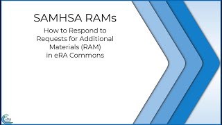 SAMHSA Requests for Additional Materials RAMs [upl. by Eeralav]