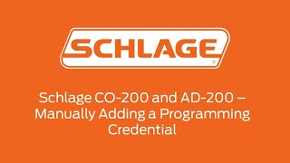 Schlage CO200 AD200  Manually Programming a New Programming Credential [upl. by Nosde765]