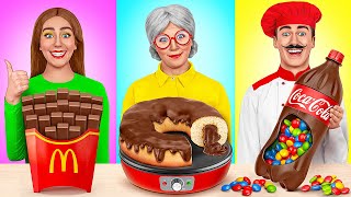 Me vs Grandma Cooking Challenge  Chocolate Food Challenge by Multi DO [upl. by Ellak]