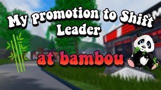 My Shift Leader promotion at Bambou  ROBLOX [upl. by Faxun]