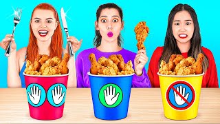 NO HANDS VS ONE HAND VS TWO HANDS Funny FOOD Situations 100 Layers of Food by 123 GO CHALLENGE [upl. by Eleonore544]