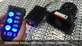 Sirena Parlante 12V 200W Control alta voz diferentes sonidos [upl. by Yleik]