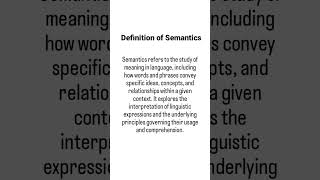 Definition of Semantics linguistics englishlinguistics english grammar semantics [upl. by Alric279]