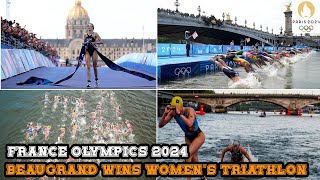 Cassandre Beaugrand Wins Womens Triathlon Julie Derron Silver  Olympics 2024 [upl. by Ynohtnad]