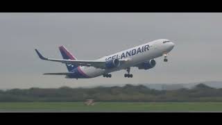 Icelandair 767300 departing Manchester Airport [upl. by Enad]