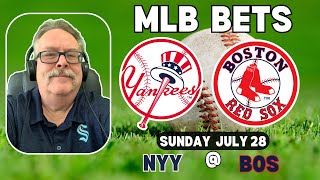 Yankees Vs Red Sox MLB Free Picks  MLB Bets with Picks And Parlays Sunday 728 [upl. by Poyssick295]