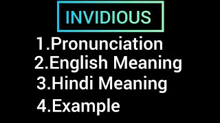 invidious Meaning of invidious in Hindi Meaning  Pronounciation of invidious  Example  Use [upl. by Euridice]