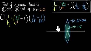 Solved example Lens makers formula  Class 12 India  Physics  Khan Academy [upl. by Fotinas]