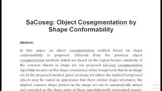 SaCoseg Object Cosegmentation by Shape Conformability [upl. by Kowatch]