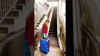 Escalator Fear 🤣😜 shorts youtubeshort funnyvideo [upl. by Charo]