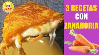 🥕 TENES ZANAHORIAS 🏆 3 RECETAS SALUDABLES Y RAPIDAS 🥕 TORTILLA 🥕 PIZZA DE ZANAHORIA 🥕 OMELETTE [upl. by Eilime203]