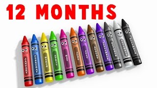 Calendar Crayons Teach Months of the Year  Learn Videos for Children [upl. by Lodnar]