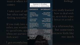 Anxious VS Avoidant Attachment in relationships❤️ attachmentstyle relationship healing shorts [upl. by Ludewig346]